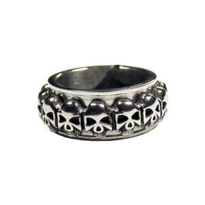 Inox Men's Stainless Steel Skull Spinner Ring